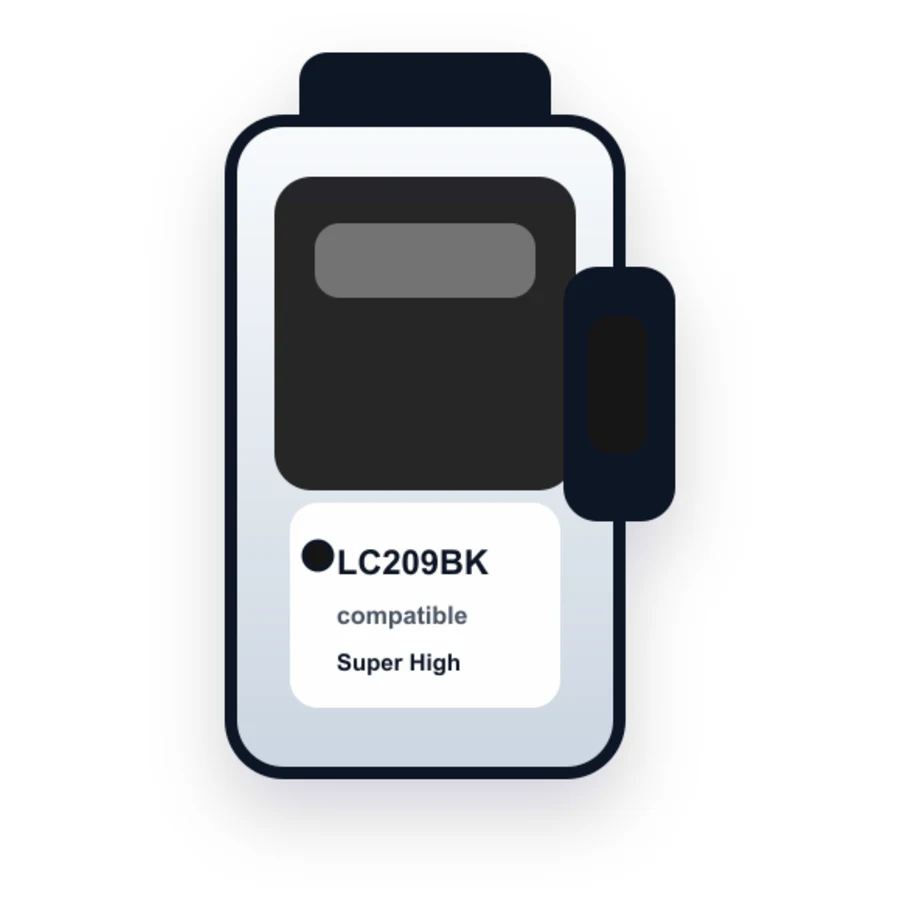 Brother LC209BK XXL Ink Cartridge - Black - Super High Yield compatible ink