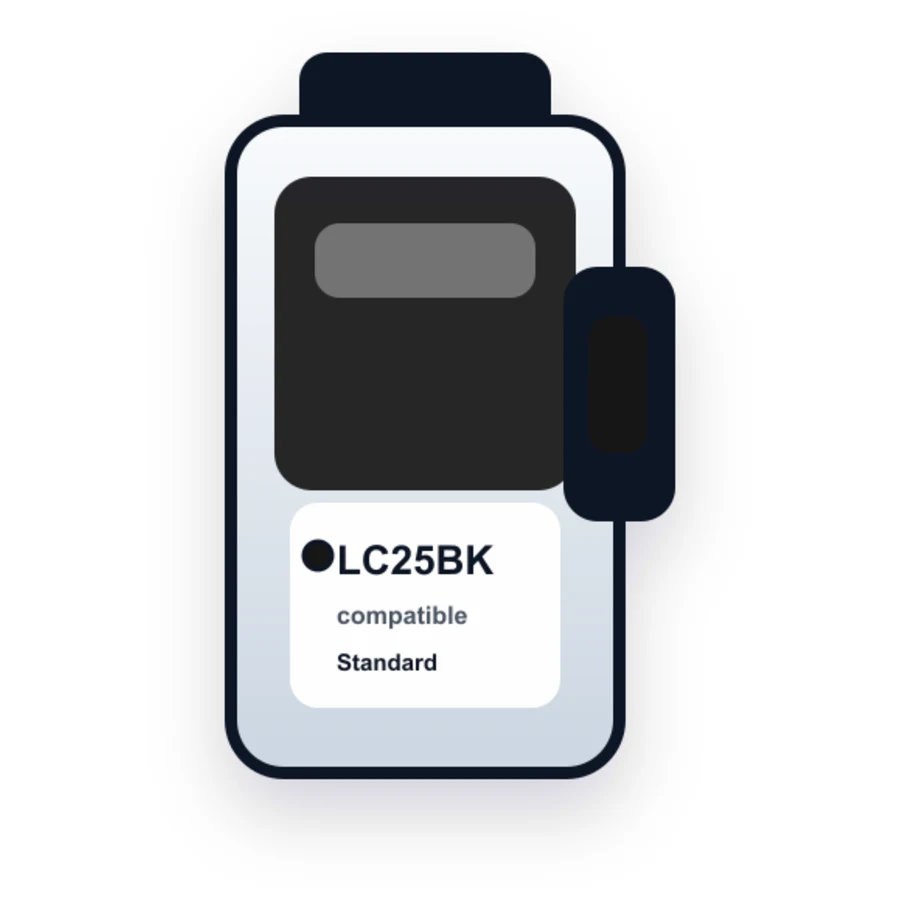 Brother Compatible LC25Bk Black Ink cartridge (LC25 Series) compatible ink