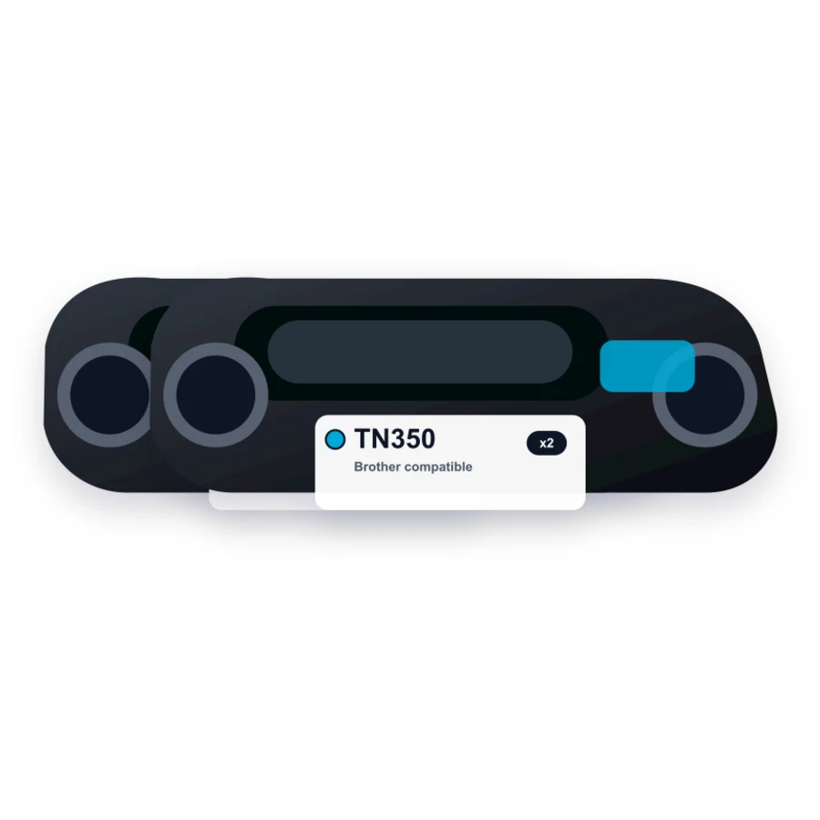 Brother TN350 Toner Cartridges Combo Pack of 2 - Black compatible toner