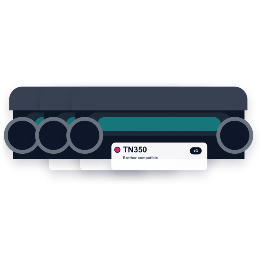 Brother TN350 Toner Cartridges & DR350 Drum Set Black 3-Pack - 2 Toner, 1 Drum compatible toner