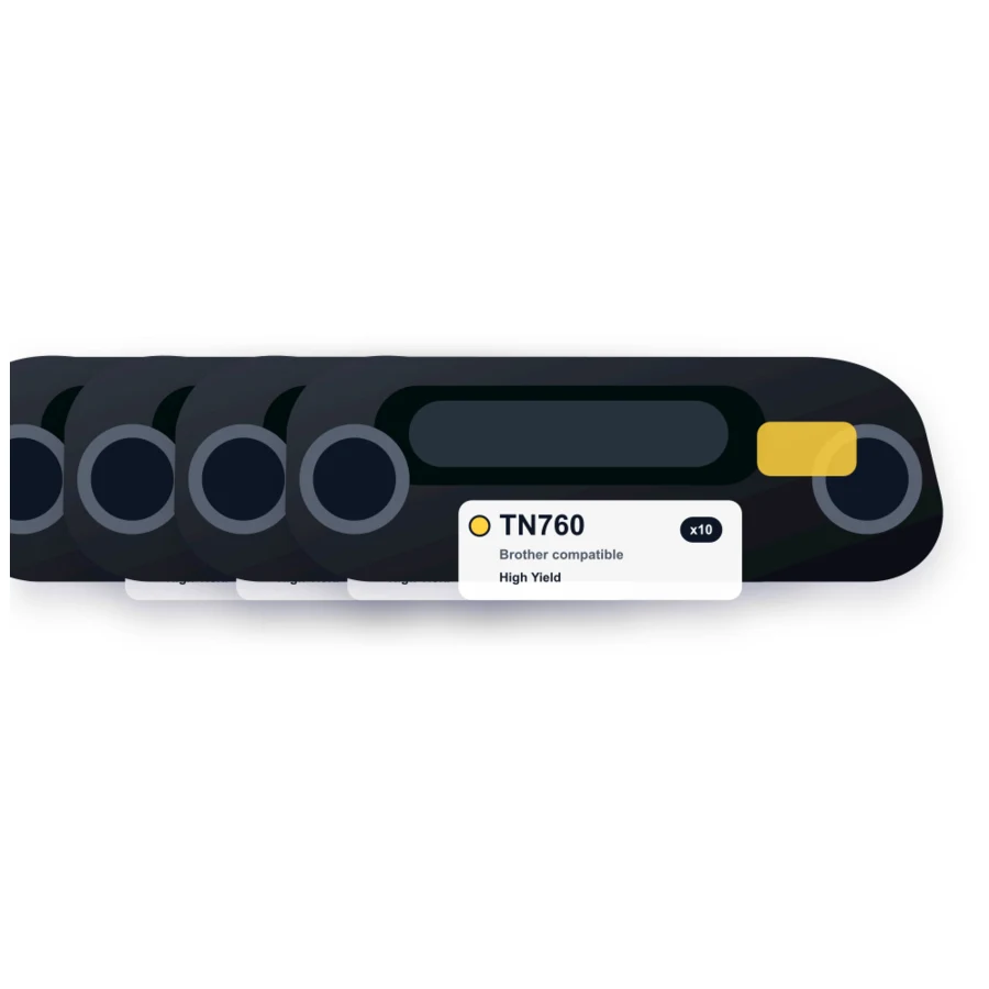 Brother TN760 Cartridges 10-Pack - Black - High Yield compatible toner