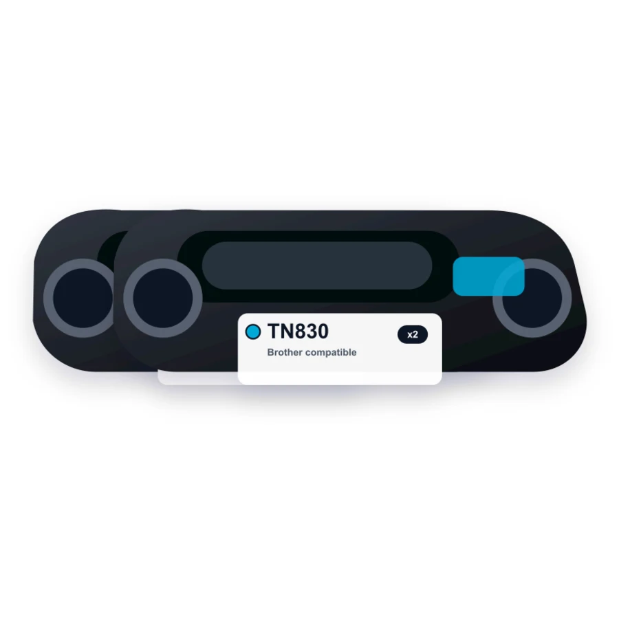 Brother TN830 Toner Cartridges Combo Pack of 2 - Black compatible toner