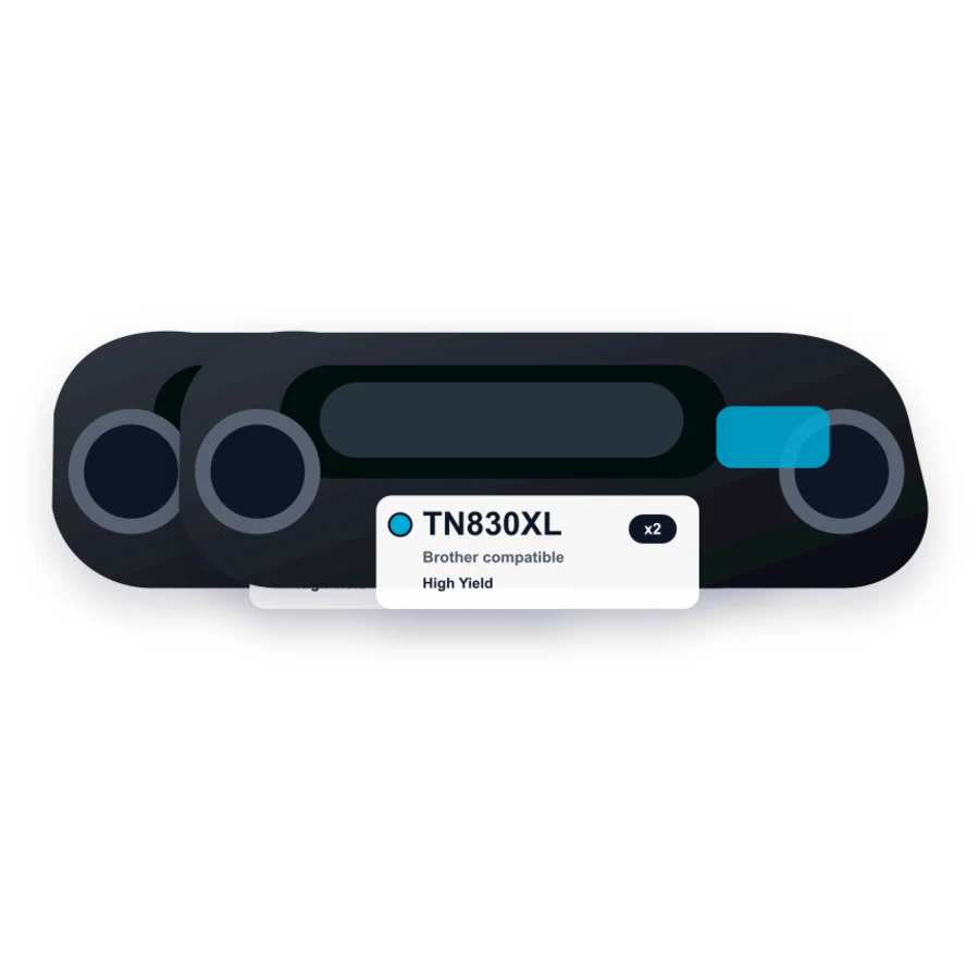 Brother TN830XL Toner Cartridges Combo Pack of 2 - High Yield - Black compatible toner