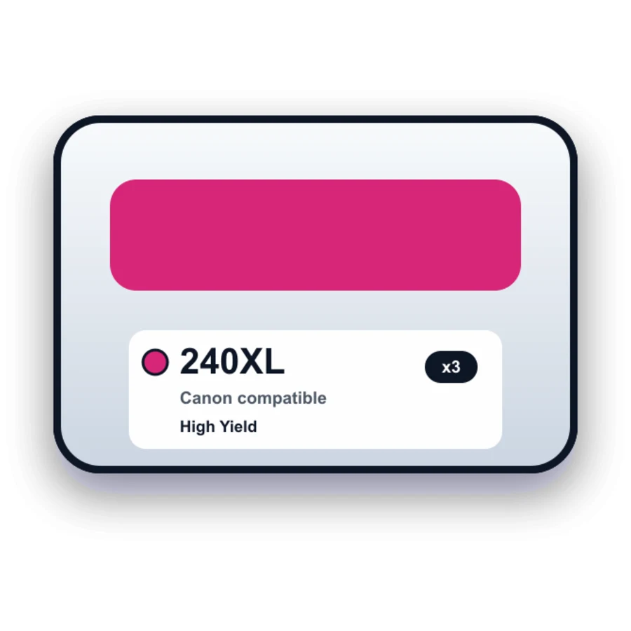 Replacement Canon 240XL 241XL Ink Cartridges 3-Pack - High Yield: 2 PG-240XL Black, 1 CL-241XL Color compatible ink