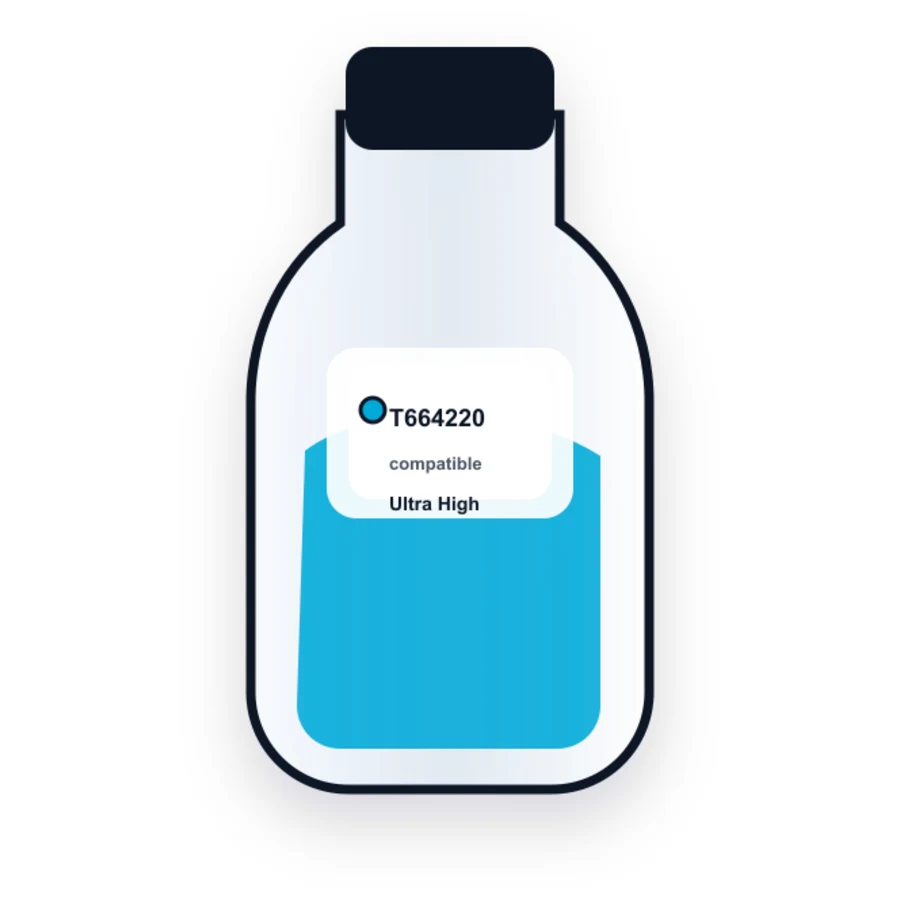 Epson T664220 Cyan compatible ink bottle