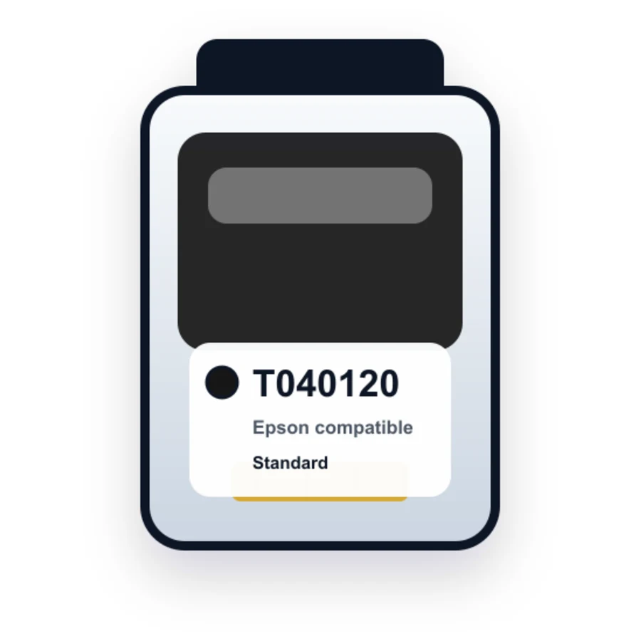 Remanufactured Black InkJet Cartridge for Stylus C62 Printer - replaces Epson T040120 / T040210 compatible ink