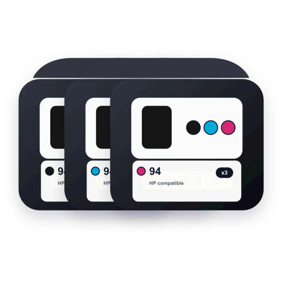 Hewlett Packard HP 94 & HP 95 (Combo Pack of 3) Replacement Ink Cartridges: 2 Black, 1 Color compatible ink