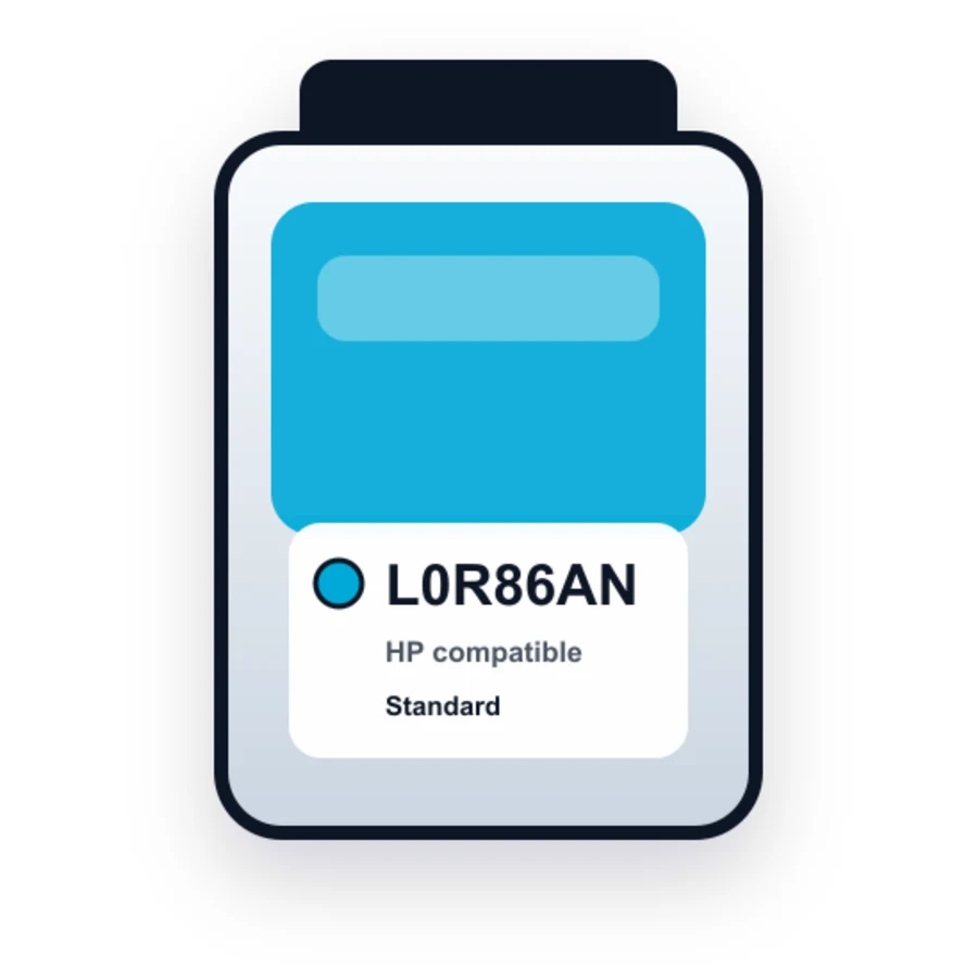 HP L0R86AN Cyan compatible ink
