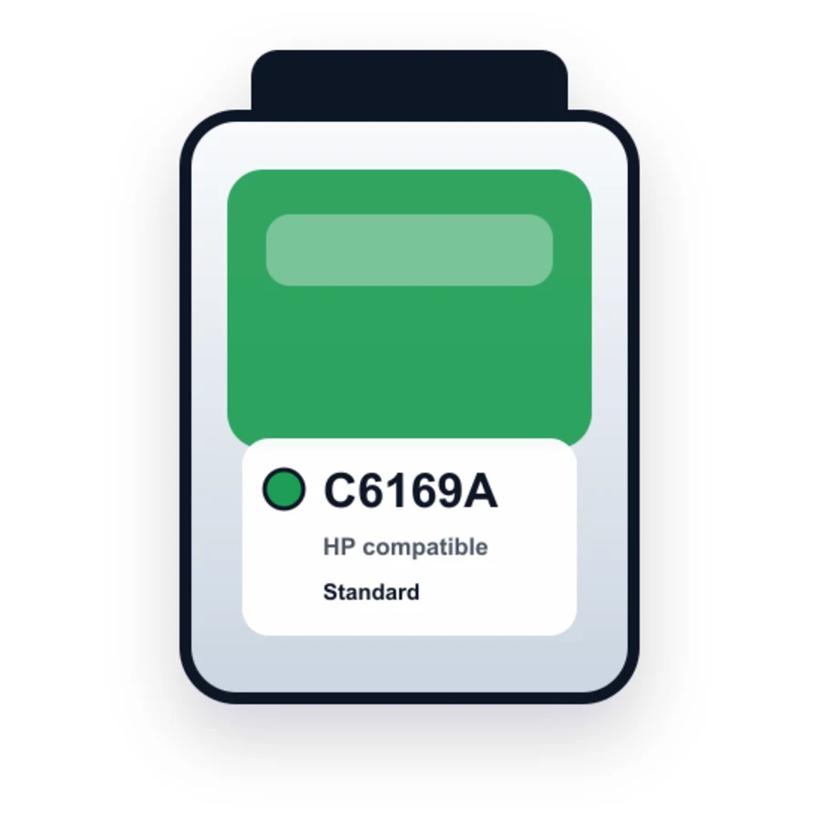 Replacement Hewlett Packard (HP) C6169A Spot Color Green Ink Cartridge for Industrial Printing on Non-Porous Substrates compatible ink