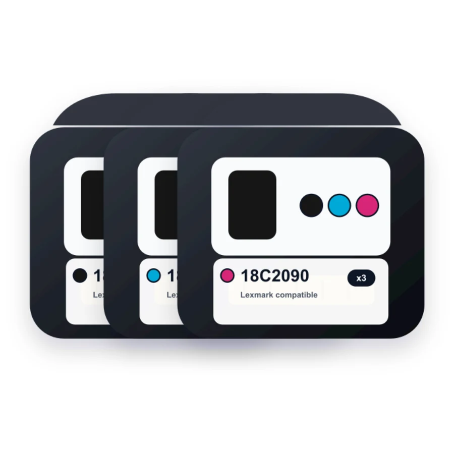 Replacement Lexmark Printer Ink 14 and 15 Cartridges 3-Pack - 2 Lexmark 14 Black, 1 Lexmark 15 Color compatible ink